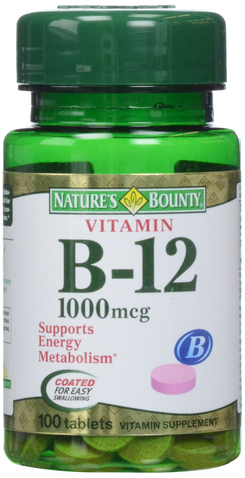 Nature's Bounty Vitamin B-12 1000 mcg Tablets, 100 Count (Pack of 1) 100 Count (Pack of 1)