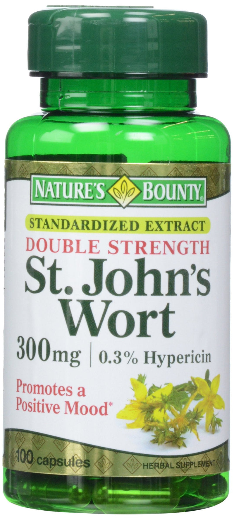 [Australia] - Nature's Bounty St. John's Wort Pills and Herbal Health Supplement, 300mg, 100 Capsules, Gelatin, Dicalcium Phosphate, Silica, Vegetable Magnesium Stearate Unflavoured 100 Count (Pack of 1) 