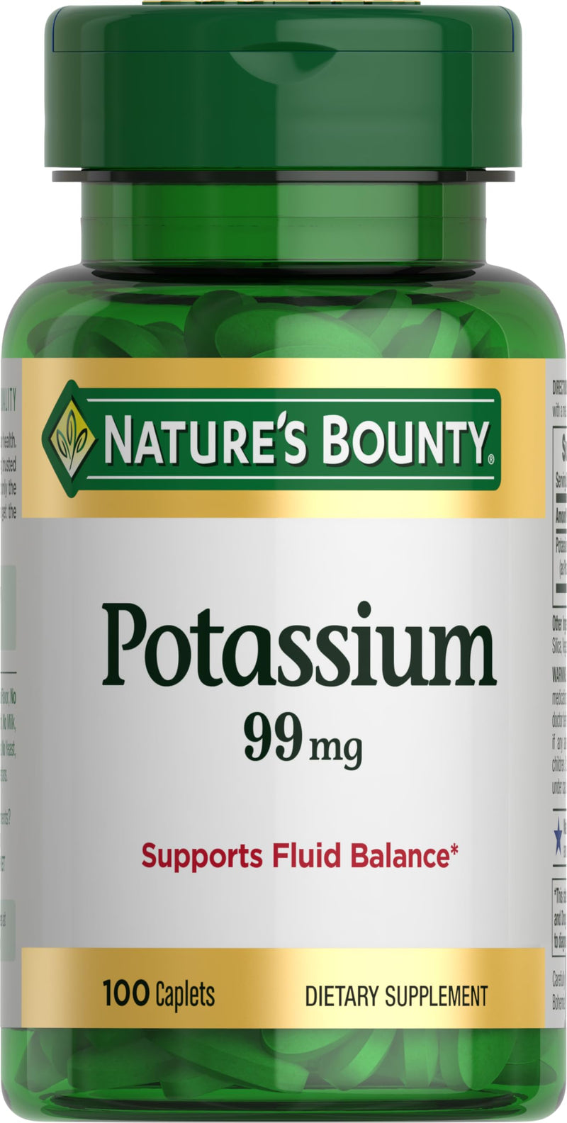 [Australia] - Nature's Bounty Potassium, Supports Fluid Balance, Dietary Supplement, 99 mg, 100 Caplets 100 Count (Pack of 1) 