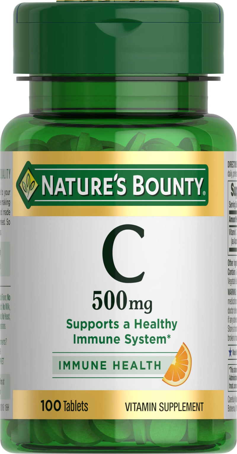 Nature's Bounty Vitamin C Tablets, 500mg, 100 Count Unflavored 100 Count (Pack of 1)