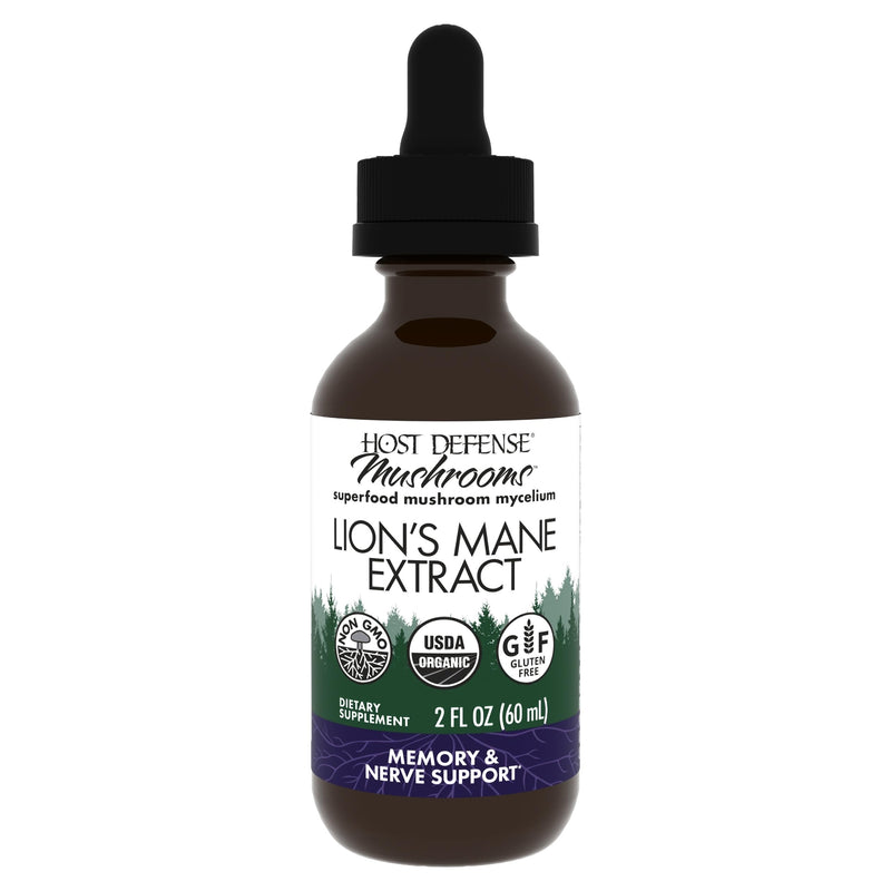 [Australia] - Host Defense Mushrooms Lion's Mane Extract - Lion's Mane Liquid Supplement for Brain Health - Mushroom Support for Focus & Memory Function - Immune & Nervous System Support - 2 fl oz (60 Servings)* 2 Fl Oz (Pack of 1) 