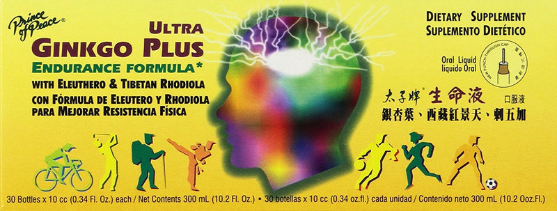 [Australia] - Prince Of Peace Ultra Ginkgo Plus, 30 Bottles, 0.34 fl. oz. Each – Brain Boost Supplement – Support for Active Lifestyles – Ginkgo Biloba for Endurance 