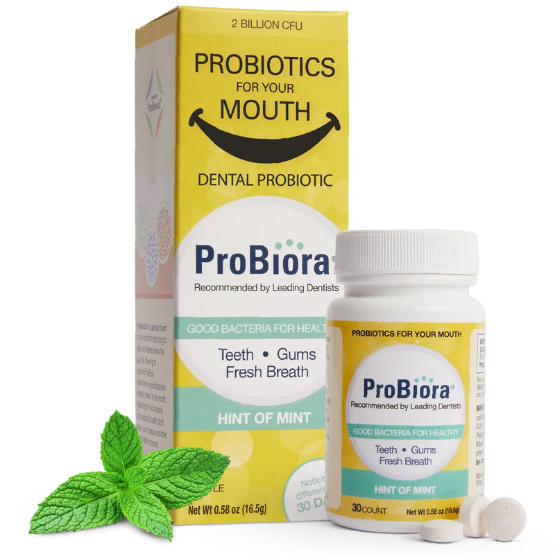 ProBiora Oral Probiotics for Teeth and Gums | Dental Probiotics for Improved Oral Health | Bad Breath Treatment for Adults | ProBiora3 Patented Probiotic Blend | Tooth Whitening | 30 Mint Tablets 30 Count (Pack of 1)