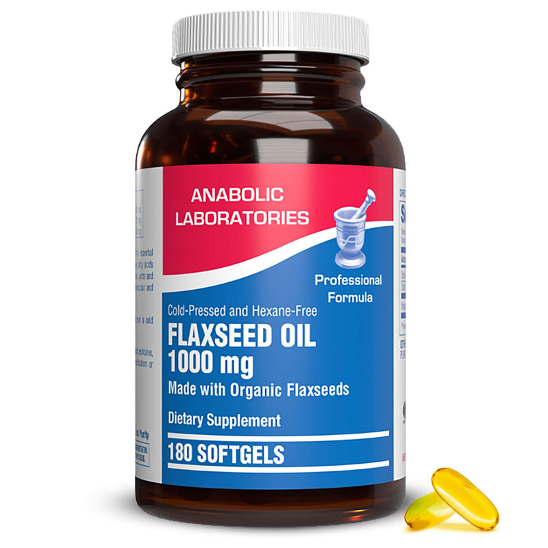[Australia] - Anabolic Laboratories Flaxseed Oil Softgels 1000mg - 180 Softgels for Skin, Digestive, Heart, and Nerve Health - Contains Flax Seed Oil, ALA, Linoleic Acid, and Oleic Acid - Omega 3 6 9 