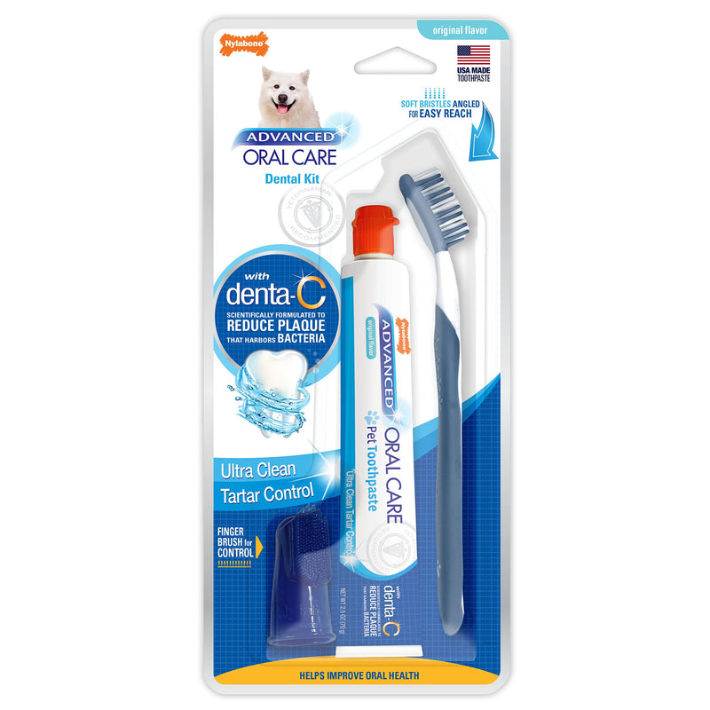 [Australia] - Nylabone Advanced Oral Care Dog Dental Kit Original Flavor 2.5 oz. 