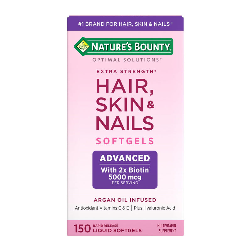 Nature's Bounty Advanced Hair, Skin & Nails, 150 Rapid Release Softgels Unflavored 150 Count