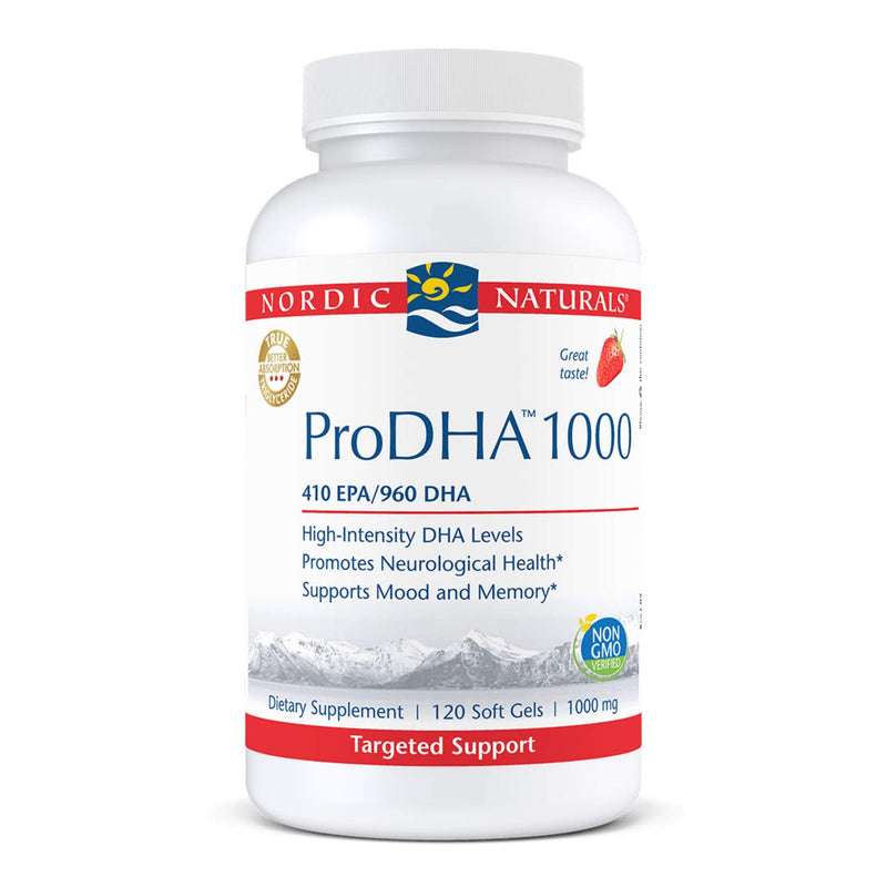 [Australia] - Nordic Naturals ProDHA 1000, Strawberry - 120 Soft Gels - 1660 mg Omega-3 - High-Intensity DHA Formula for Neurological Health, Mood & Memory - Non-GMO - 60 Servings 120 Count (Pack of 1) 