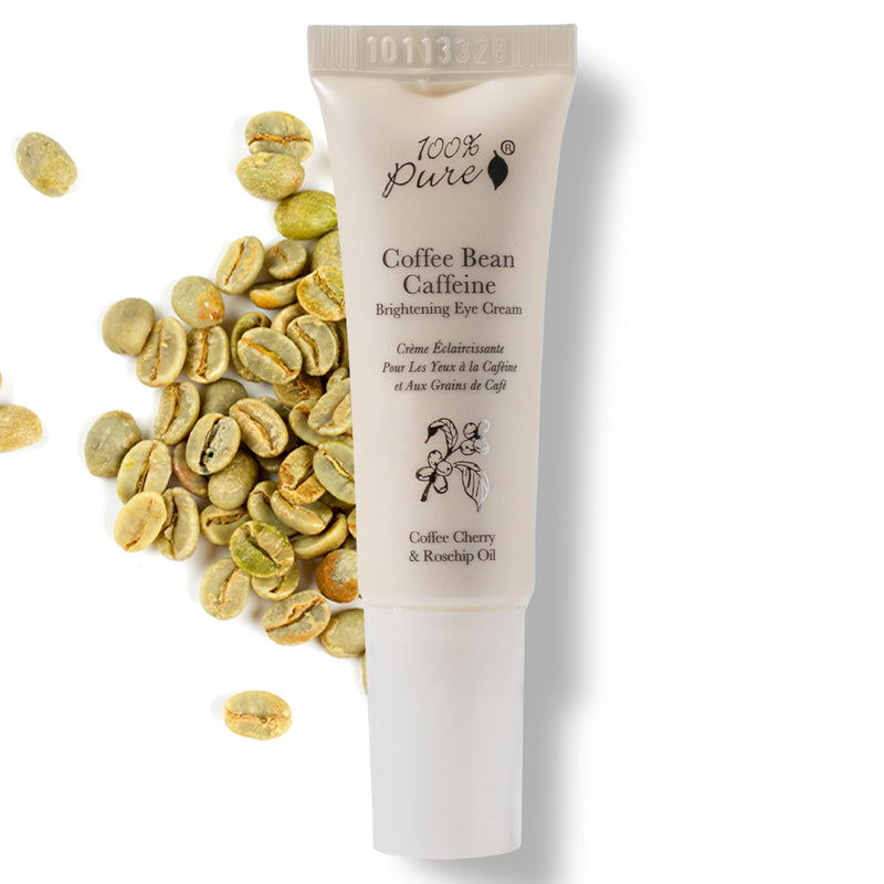 100% PURE Coffee Bean Caffeine Eye Cream, 0.3 oz | with Vitamin E, Green Tea, Rose; for Dry skin; Dark Circles; Vegan 0.3 Ounce (Pack of 1)