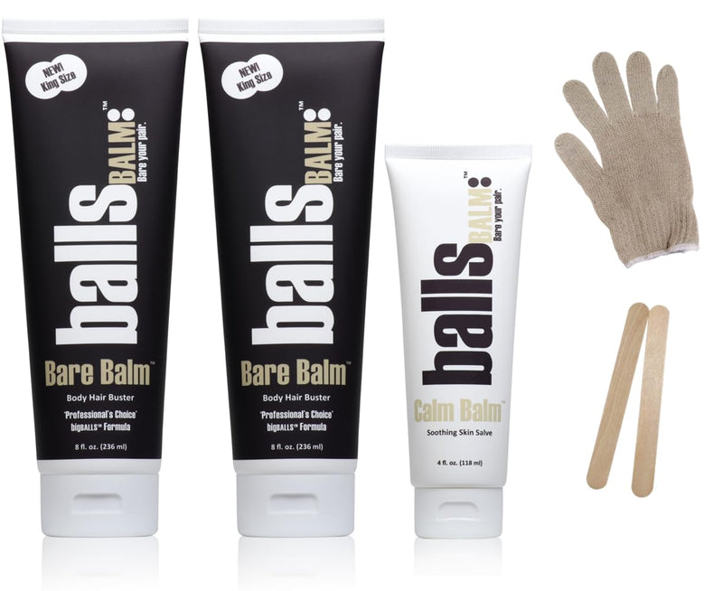 [Australia] - The Bare Pair Double Pro Pac King Kombo - Body Hair Management System (w/Exfoliating Glove) 