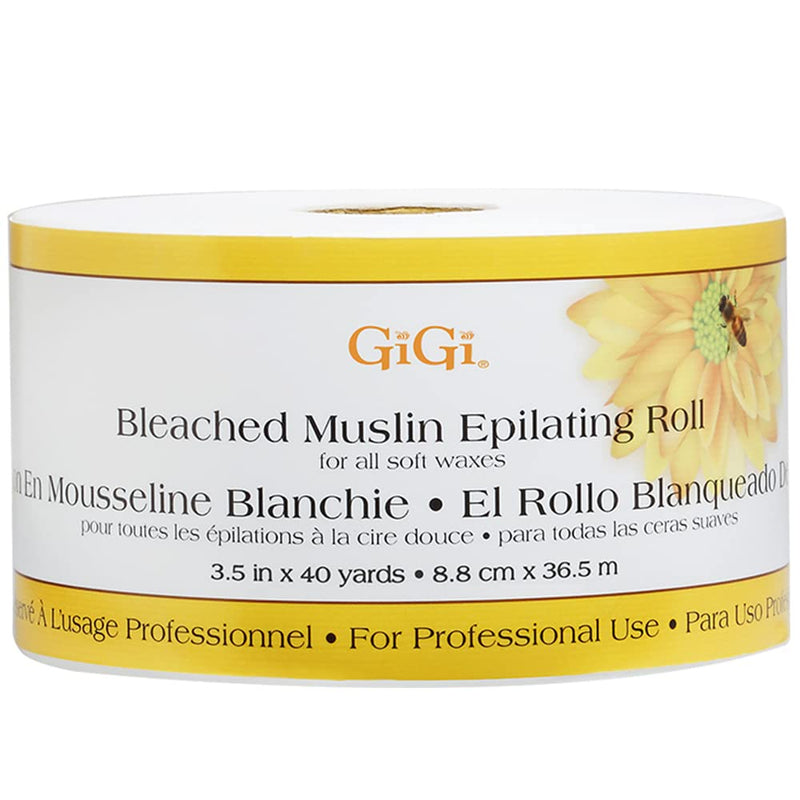 [Australia] - GiGi Bleached Muslin Epilating Roll for Soft Wax – Professional Hair Removal Waxing Strip Roll, 40 Yards 1 Count (Pack of 1) Bleached Muslin Roll, 3.5 in x 40 Yards 