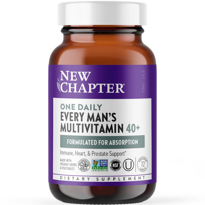 New Chapter One Daily Every Man's Multivitamin 40+ - Offers Eyesight, Immune System & Cellular Energy Support* - Contains Vitamin C, Saw Palmetto & More - Gluten Free & Vegetarian - 72 Tablets 72 Count (Pack of 1)