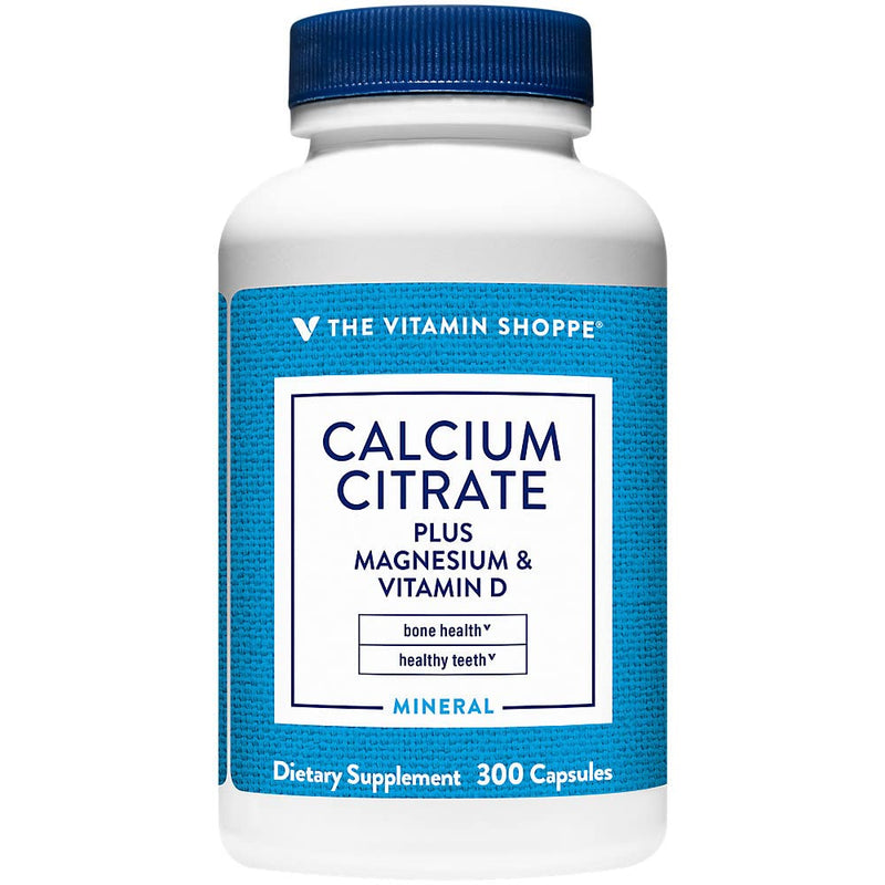 Calcium Citrate+Magnesium&Vitamin D,Multi-Mineral Bone Health Supplement,Vitamin D Aids Absorption, Calcium 999mg, Magnesium 567mg, Vitamin D 612IU per Daily dose (300 Capsules) by The Vitamin Shoppe 1 Count (Pack of 1)