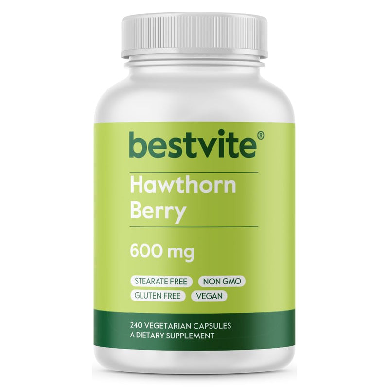 [Australia] - BESTVITE Hawthorn Berry 600mg per Capsule (240 Vegetarian Capsules) - No Stearates - No Fillers - Vegan - Non GMO - Gluten Free 