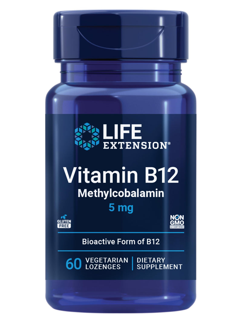 Life Extension Vitamin B12 Methylcobalamin, Nerve Health Supplement, Cognitive Support, Energy Vitamin, methylcobalamin B12, 5 mg, Quick-Dissolving, Gluten-Free, Non-GMO, Vegetarian, 60 lozenges | Nerve Health Supplement with Cognitive Support & Energy...