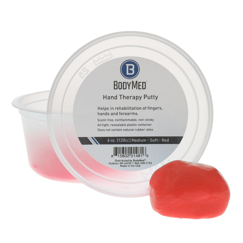 [Australia] - Body Sport Standard Hand Therapy Putty, Red, 6 Oz., Medium-Soft, Strengthening Therapy Putty for Physical Rehabilitation 6 Ounce Level 3 (Medium Soft) - Red 