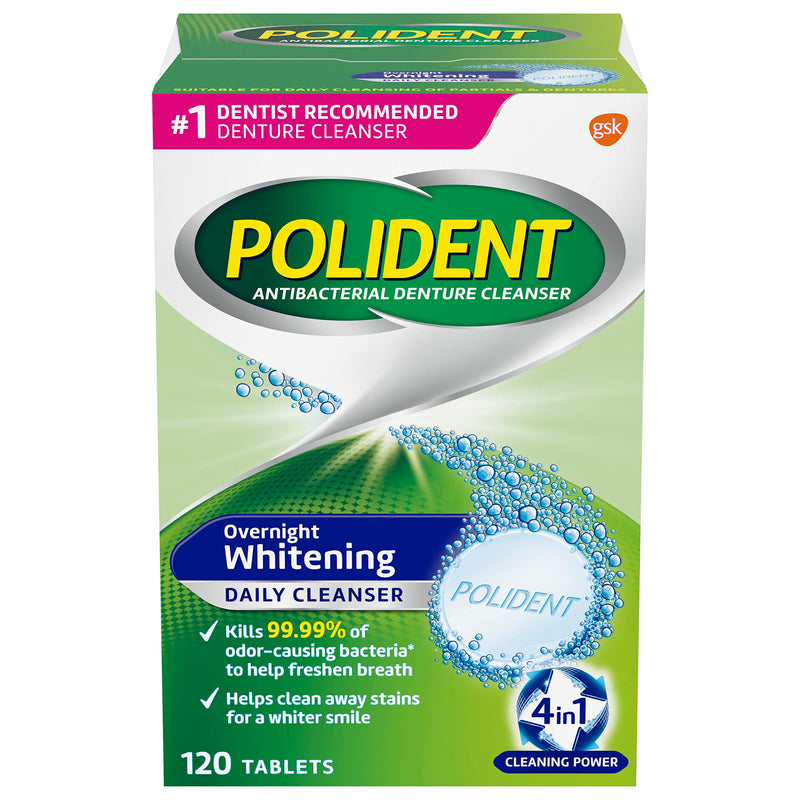 [Australia] - Polident Overnight Whitening Denture Cleanser Tablets - 120 Count 120 Count (Pack of 1) New 
