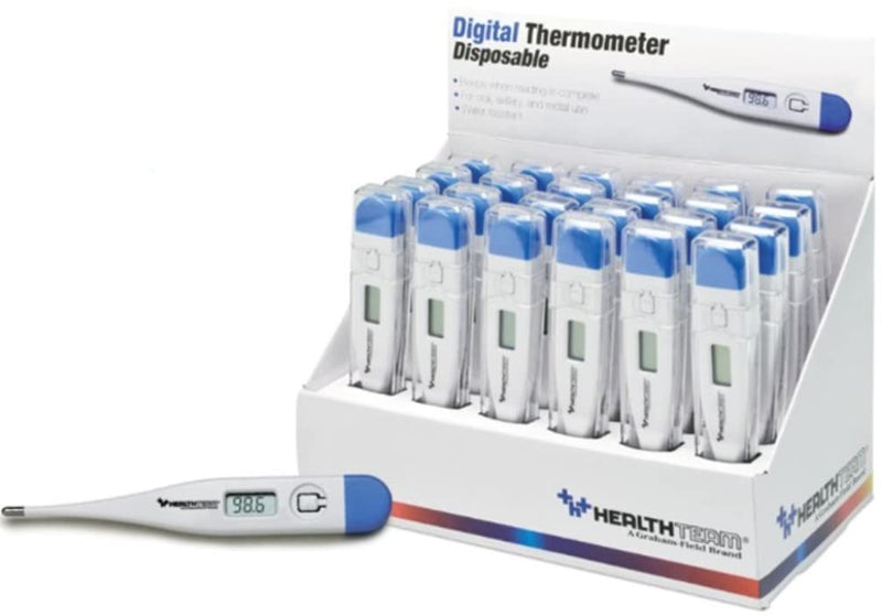 [Australia] - Graham-Field 1858 HealthTeam Disposable Digital Thermometer with 200-Hour Battery Life & Memory Recall, Pack of 24 Box of 24 