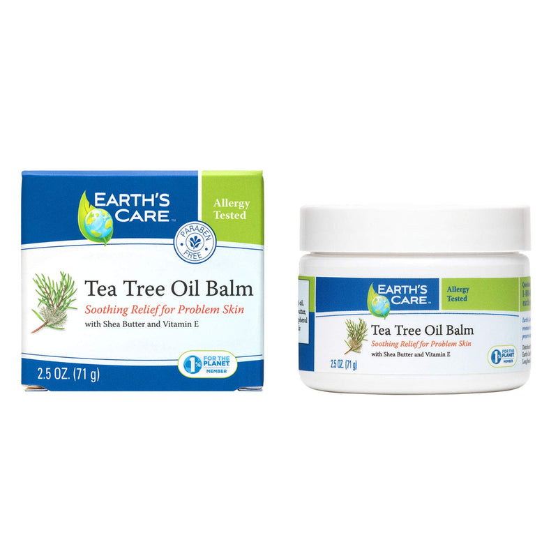 Earth's Care Tea Tree Oil Balm - Moisturizer for Dry, Problem Skin, 2.5 oz | Formulated with shea butter and vitamin E. Allergy tested and free from parabens, artificial fragrances and colors. 2.5 Fl Oz (Pack of 1)