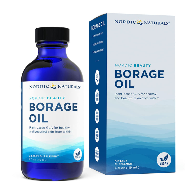 [Australia] - Nordic Naturals Nordic Beauty Borage Oil, Unflavored - 4 Ounces - Borage Seed Oil, Unique Omega-6 for Healthy and Hydrated Skin, 480 Milligrams of GLA - Non-GMO - Vegan, 48 Servings Standard Packaging 