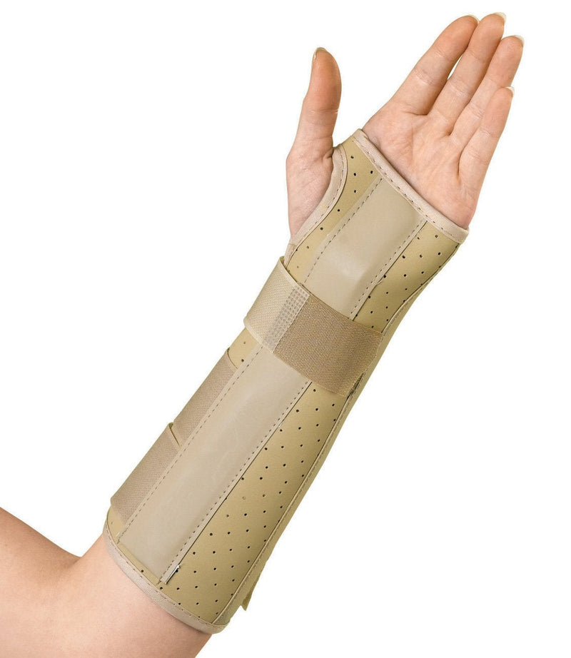 Medline Vinyl Wrist and Forearm Splints, 10 Inch, Left, Small, Flannel-Lined, Perforated, Circumferential Strap, Case of 1 Each