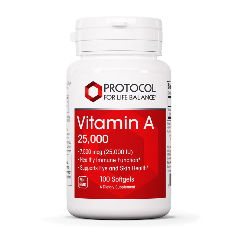 [Australia] - PROTOCOL FOR LIFE BALANCE Vitamin A 25,000 IU - Eye, Retina, and Immune Health - 100 Softgels 100 Count (Pack of 1) 