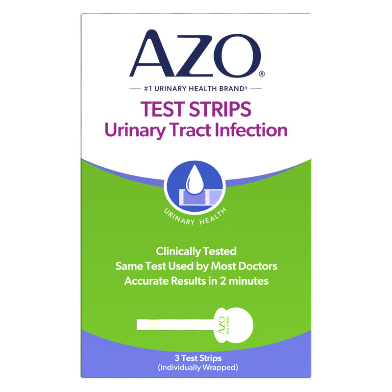 AZO Urinary Tract Infection (UTI) Test Strips, Results in 2 Mins, 3 Count | From the #1 Urinary Health Brand± Clinically Tested At Home UTI Test Strips For Women, Convenient, Fast Easy to Read Results 3 Count (Pack of 1) UTI Test Kit