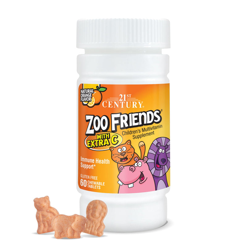 21st Century Zoo Friends Kids Multivitamin with Extra C, 60 Count | Children's Chewable Multivitamin with Extra Vitamin C & Antioxidants, Daily Nutrition & Immune Support, Kids Love Them 1