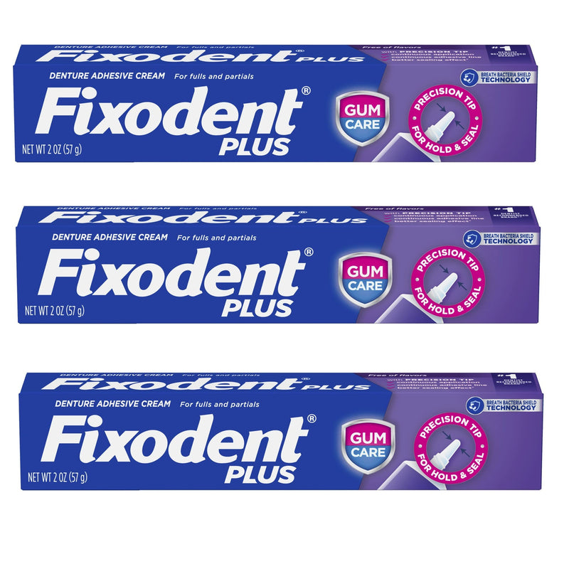 [Australia] - Fixodent Plus Denture Adhesive Cream 2 oz (Pack of 3) 