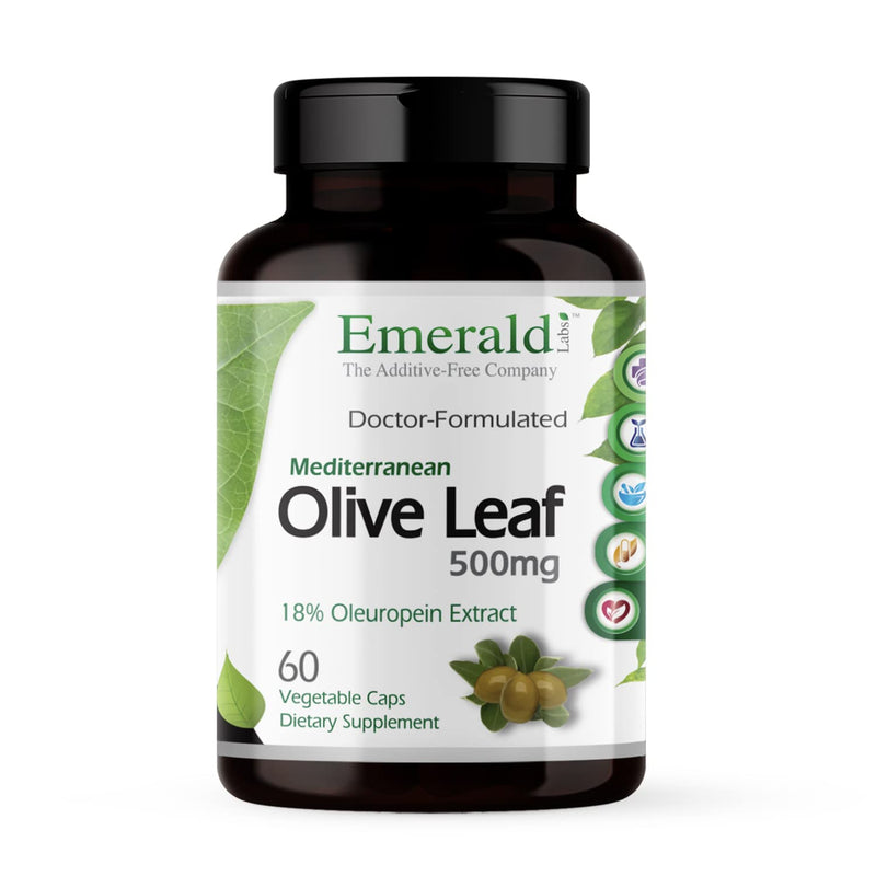 [Australia] - EMERALD LABS Mediterranean Olive Leaf 500mg - Gluten-Free, Vegan Olive Leaf Extract - Supports Skin, Immune & Heart Health - 60 Vegetable Capsules (Up to 60-Day Supply) 