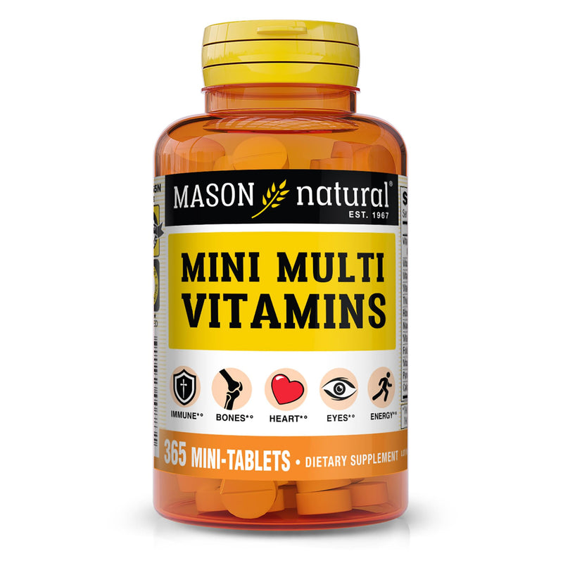 MASON NATURAL Mini Multivitamin with Iron & 12 Key Nutrients, 1 Year Supply | 12 essential nutrients plus iron, including vitamins A, C, D, E, B-complex, folate & calcium for daily support 365