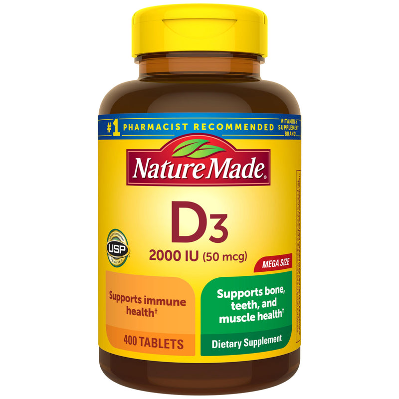Nature Made Vitamin D3 2000 IU (50 mcg), Vitamin D Supplement for Bone, Teeth, Muscle and Immune Health Support, 400 Tablets, 400 Day Supply 400 Count (Pack of 1)