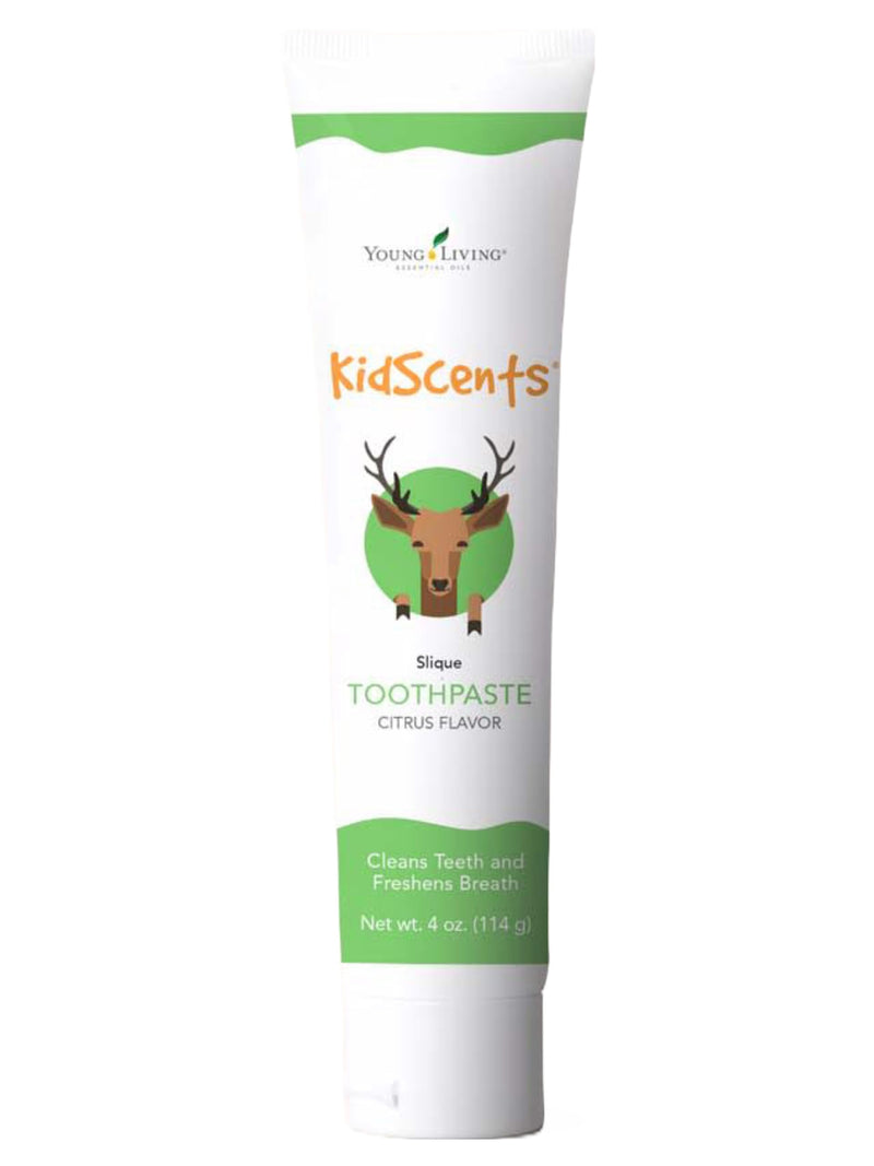 [Australia] - KidScents Slique Toothpaste by Young Living - 4 oz Tube - Gentle Dental Care for Kids - Premium Essential Oils - Citrus-Mint Flavor - Fights Plaque Removes Buildup and Stains - Fluoride and SLS Free 