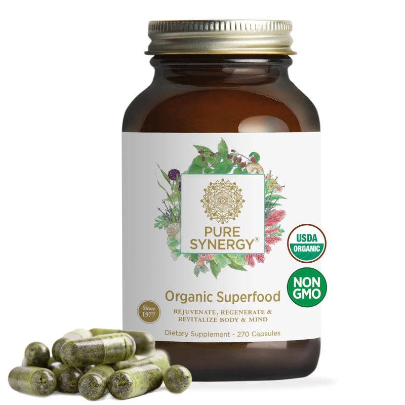 [Australia] - PURE SYNERGY Superfood Capsules | Organic Superfood & Greens Supplement | Whole Food Capsules with Super Greens, Spirulina, & Mushrooms | for Energy, Healthy Aging & Immune Health (270 capsules) 