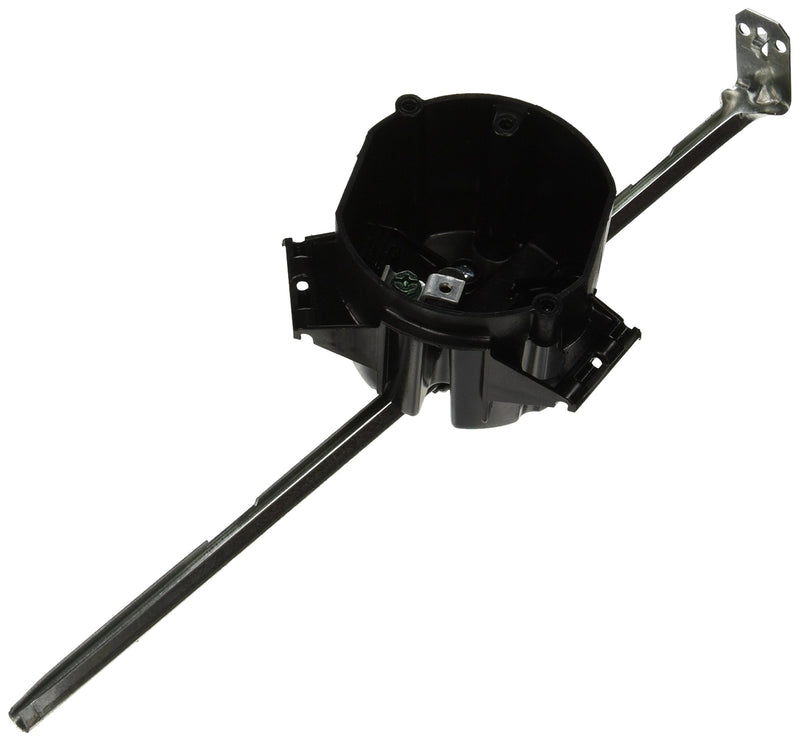 Hubbell-Raco 7907 2-5/8-Inch Deep Round, Non-Metallic Electrical Box with (4) NMSC Clamps, Grounding Plate and Attached 14-3/4-Inch - 22-1/2-Inch Brace, 3-1/2-Inch