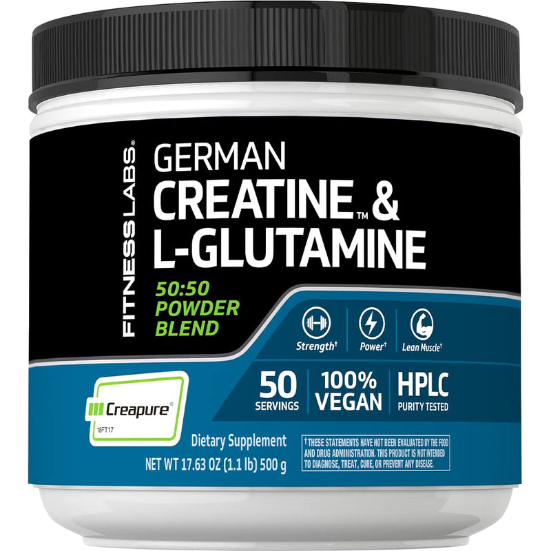 [Australia] - Fitness Labs German Creatine and L-Glutamine | 1.1 lbs | Monohydrate and Creapure Powder | Vegan Fitness Supplement 