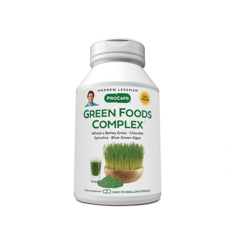[Australia] - ANDREW LESSMAN Green Foods Complex 60 Capsules - Supplies Building Blocks for Healthy Tissue Growth, Liver Support. 100 mg Each of Barley Grass, Wheat Grass, Blue Green Algae, Chlorella, Spirulina 60 Count (Pack of 1) 