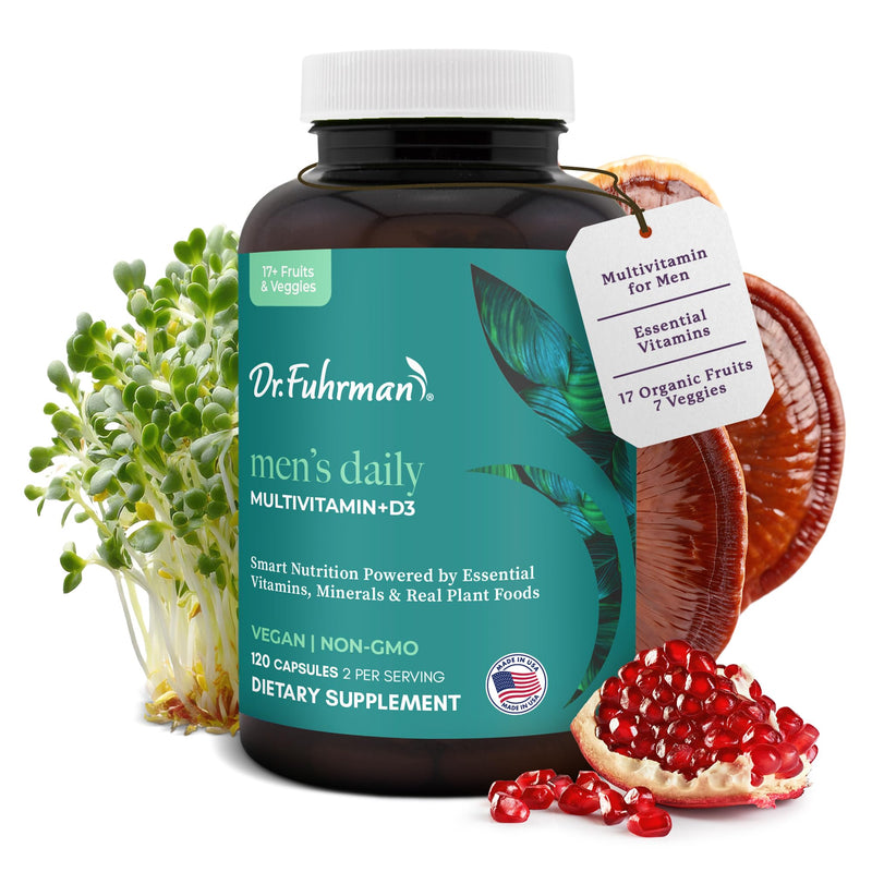 Dr. Fuhrman 2 Month Supply Multivitamin for Men + D3 Vitamin for Immune Support | Vegan Formula Womens Multivitamin with B12 & Zinc | Whole Food multivitamin with 17 Fruits & Veggies Men's