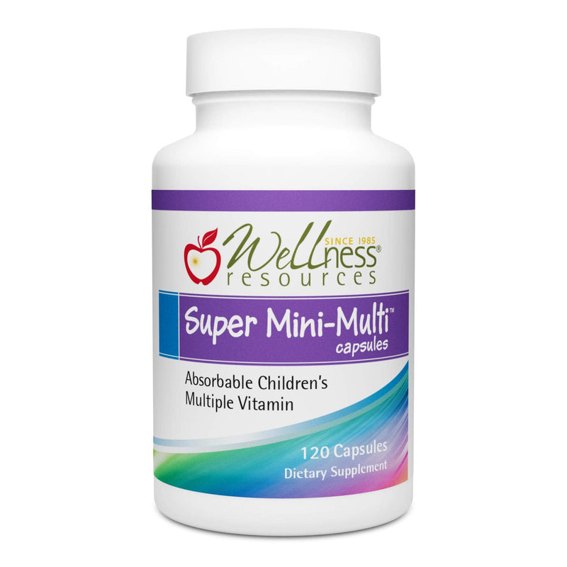 Super Mini-Multi - Children's Multivitamin Swallowable Capsules with Methyl Folate, Methyl B12 and Coenzyme B Vitamins for Growth, Focus, Brain Health (120 Capsules) 120 Count (Pack of 1)