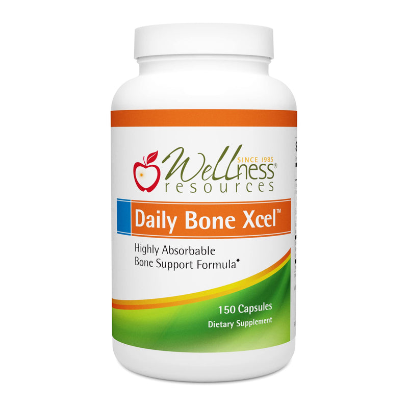 Wellness Resources Daily Bone Xcel - Bone Support and Calcium Supplement with MCHC/MCHA Calcium, Magnesium, Vitamin D3 and K2 |150 Capsules, Sugar-Free, Non-GMO, Gluten-Free, Dairy-Free