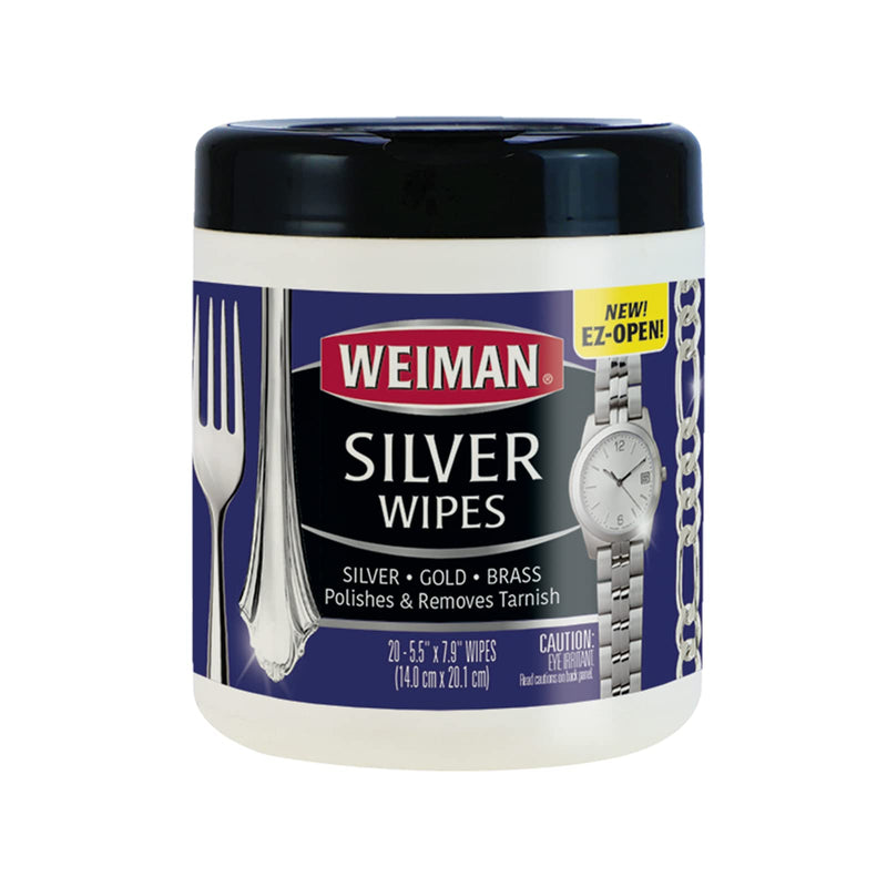 [Australia] - Weiman Jewelry Polish Cleaner, Tarnish Remover Wipes - 20 Count - Use on Silver Jewelry Antique Silver Gold Brass Copper and Aluminum 