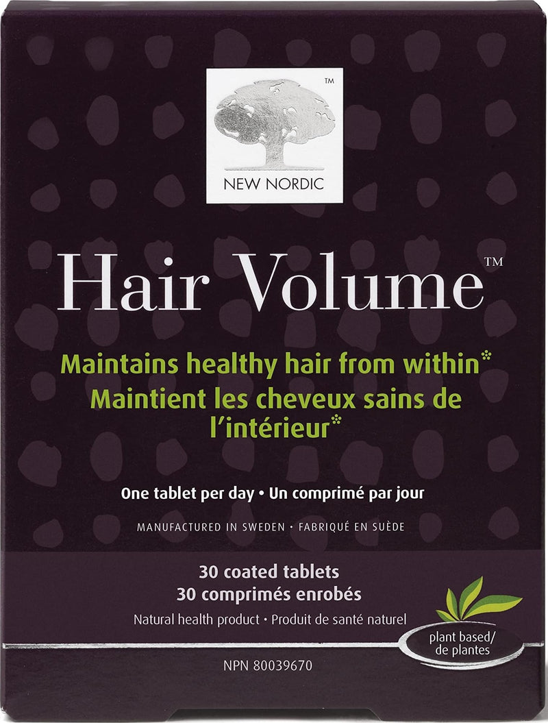 NEW NORDIC Hair Volume Daily Biotin Support Supplement | 30 Tablets | Daily hair supplement tablets made with biotin and Annurka apple extract for simple incorporation into your daily routine 30 Count (Pack of 1)