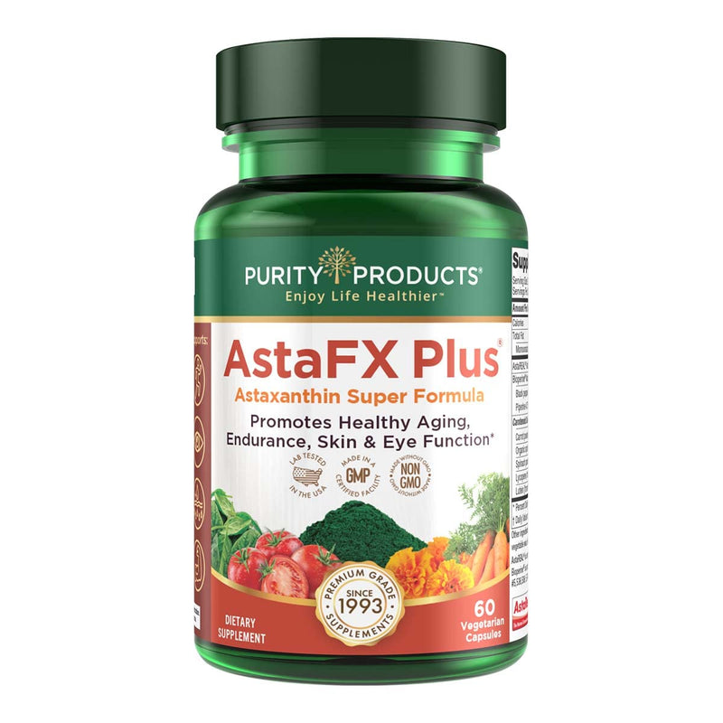 [Australia] - Purity Products AstaFX Plus - Astaxanthin Super Formula - 30 Day Supply from Supports Endurance - Promotes Healthy Skin - Supports Visual Health - Up to 6,000 Times More Powerful Than Vitamin C 