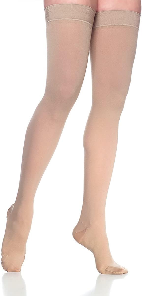 [Australia] - SIGVARIS Women’s DYNAVEN Closed Toe Thigh-Highs w/Grip-Top 20-30mmHg Medium Long Light Beige 