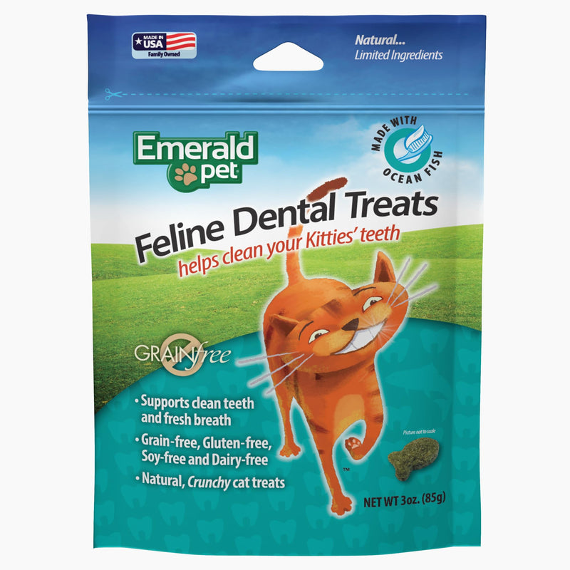 Feline Dental Treats — Tasty and Crunchy Cat Dental Treats Grain Free — Natural Dental Treats to Clean Cat Teeth, Freshen Cat Breath, and Reduce Plaque and Tartar Buildup — Ocean Fish Treats, 3 oz - PawsPlanet Australia