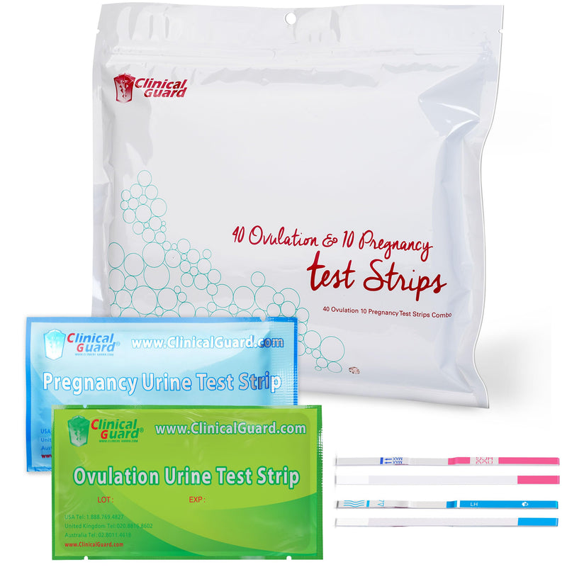 [Australia] - Clinical Guard Ovulation and Pregnancy Test Strips - 40 Ovulation Test Strips and 10 Pregnancy Test Strips, Ovulation Kit, Lh Test Strips, Ovulation Tests, Hcg Test Strips, Fertility Test for Women 50 Count (Pack of 1) 