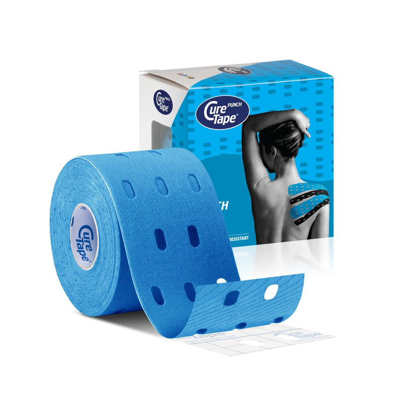 CureTape® Punch Blue | Perforated Kinesiology Tape | More Stretch & Ventilation| k Tape for Joint, Knee, Ankle & Shoulder Pain | Kinesiology Tape for Physical Therapy | Waterproof Medical Tape