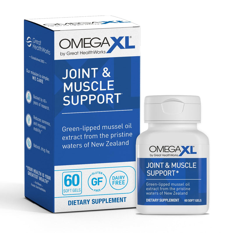 OmegaXL Joint Support Supplement, 60 Count | Green Lipped Mussel Oil, Soft Gel Pill, Natural Joint and Muscle Support Supplement, Clinically Supported, Non-GMO, Drug-Free 60 Count (Pack of 1)