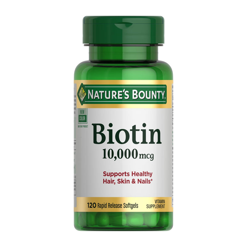 Nature's Bounty Biotin Hair Skin and Nails Vitamins, 120 Softgels | Supports Healthy Hair, Skin and Nails, 10,000mcg 120 Count (Pack of 1)