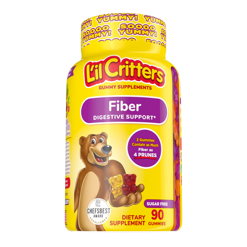 [Australia] - L’il Critters Fiber Daily Gummy Supplement for Kids, for Digestive Support, Berry and Lemon Flavors, 90 Gummies 90 Count (Pack of 1) 