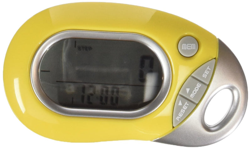 [Australia] - PE771 Walking 3D Pedometer with Clip and Strap | 7 Day Memory, Accurate Step Counter, Walking Distance Miles/Km, Calorie Counter, Target Goal, Active Time Yellow with Holster/Belt Clip 